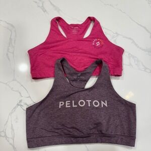 Peloton Sports Bra Set XL Pink Purple Racerback Workout Gym Fitness Activewear